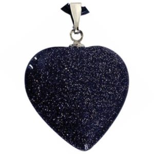 pendentif coeur pierre d'or bleue