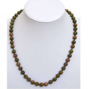 collier perles épidote (unakite)