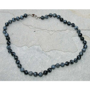 Collier perles obsidienne mouchetée