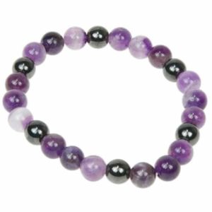 Bracelet perles améthyste & hématite