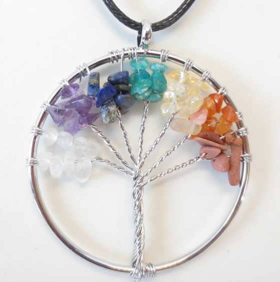 Pendentif arbre de vie 7 chakras