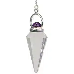 pendule facettes cristal de roche & améthyste
