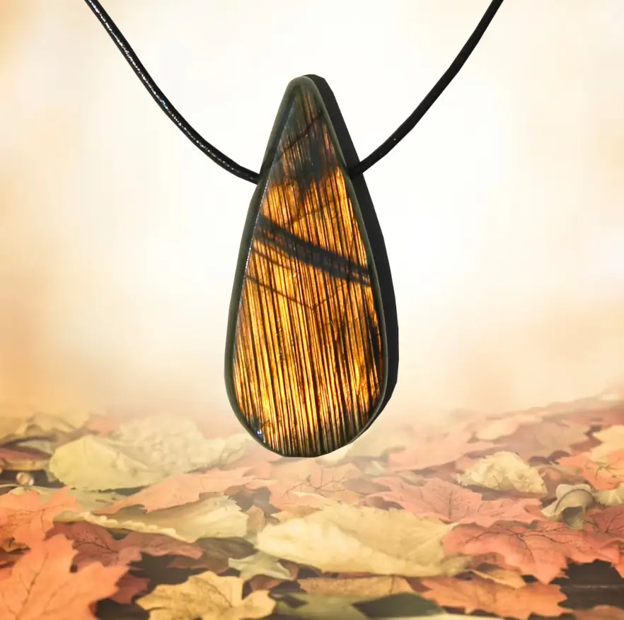 Pendentif tranche labradorite N°3214