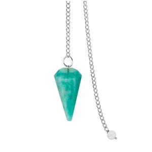Photo d'un pendule facettes en pierre d'amazonite