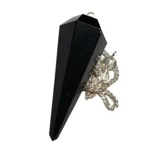 Photo d'un pendule facettes obsidienne noire