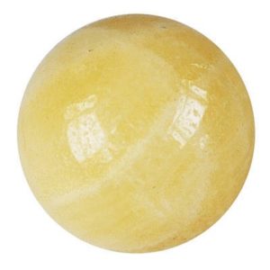 Photo d'une boule de massage en pierre de calcite orange