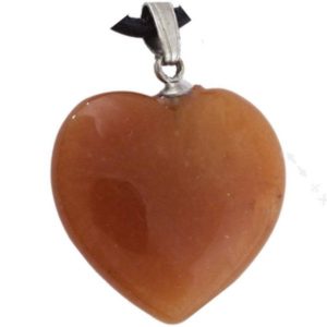 pendentif coeur pierre d'aventurine rouge