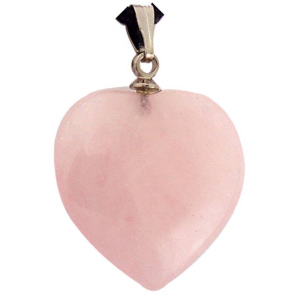 pendentif coeur pierre de quartz rose