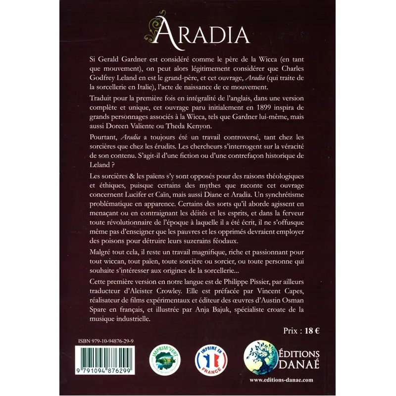 Image verso de la couverture d'Aradia l'évangiles de sorcières