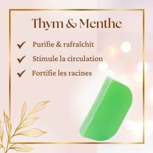 shampoing solide à la menthe et au thym